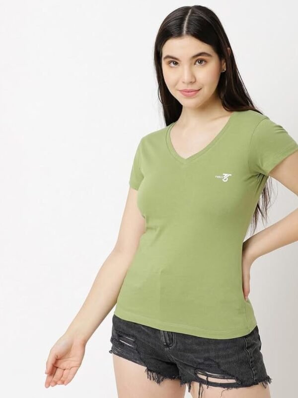 V neck women Tshirt Green